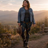 Leggings Lune Céleste et Étoiles Boho Astrologie
