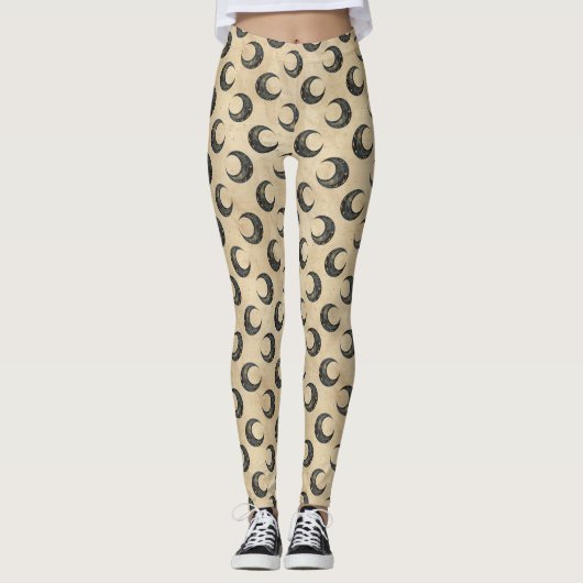 Leggings Lune dorée motif céleste Boho (Devant)