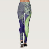 Leggings Lune et dentelle verte de chaux sur violet (Dos)