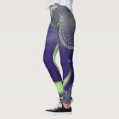 Leggings Lune et dentelle verte de chaux sur violet (Gauche)