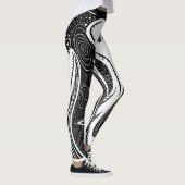 Leggings Lune et vagues noir et blanc (Droite)