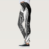 Leggings Lune et vagues noir et blanc (Gauche)