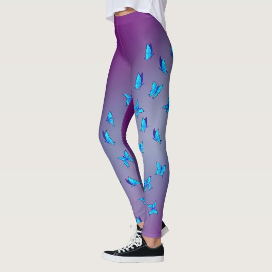 Leggings Lune violette Abstraite et papillons (Gauche)