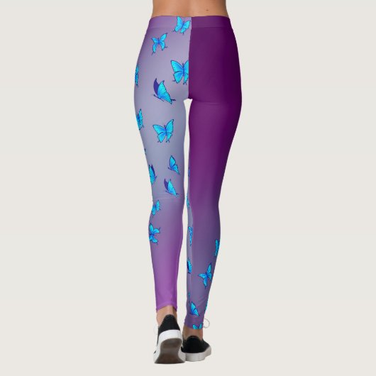 Leggings Lune violette Abstraite et papillons (Dos)