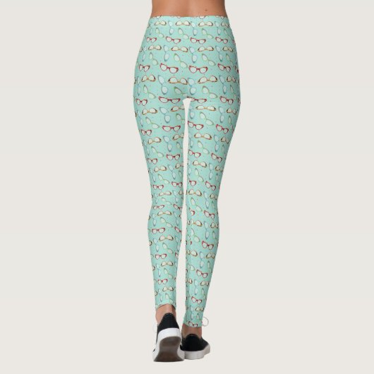 Leggings Lunettes de vue Motif turquoise avec points (Dos)