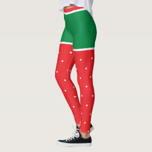 Leggings Lutin de Noël rouge vert pois blancs