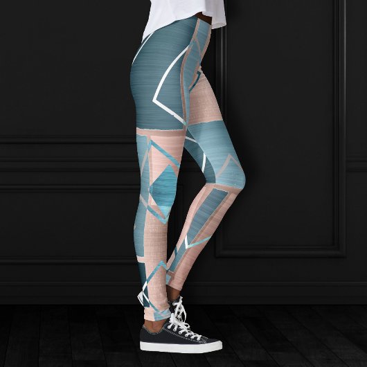 Leggings Luxe Abstrait | Blush Rose Gold et Turquoise Géomé
