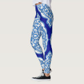Leggings Luxe blanc-bleu, ornement turc. (Gauche)