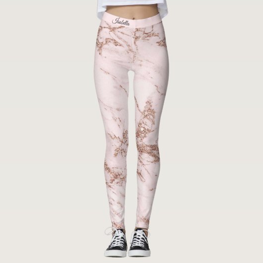 Leggings Luxe Blush Rose rose Parties scintillant Marbre Aj (Devant)