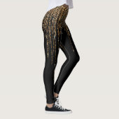 Leggings Luxe Chic Black Gold Fringe Parties scintillant ét (Droite)