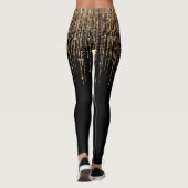 Leggings Luxe Chic Black Gold Fringe Parties scintillant ét (Dos)