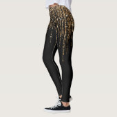 Leggings Luxe Chic Black Gold Fringe Parties scintillant ét (Gauche)