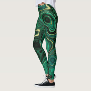 Leggings Luxe Glam Green Colorful Abstrait Motif