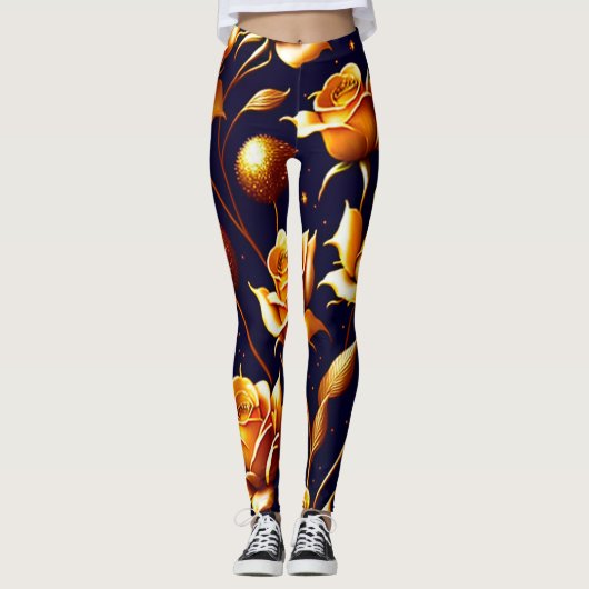 Leggings Luxe Gold Boho Rose Collection moderne (Devant)