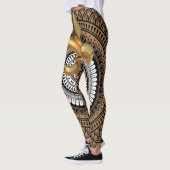 Leggings Luxe Golden Fleur-de-Lis Mandala Motif noir (Gauche)