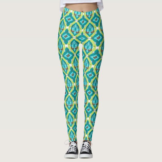 Leggings Luxe green garden art (Devant)