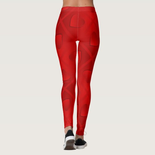Leggings Luxe Moderne Elégant Coeur Rouge (Dos)