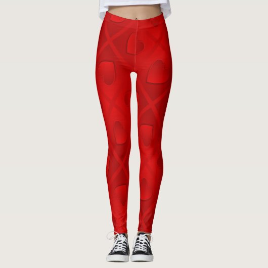 Leggings Luxe Moderne Elégant Coeur Rouge (Devant)