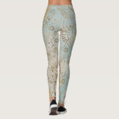 Leggings Luxe, motif de lignes de pixels dorés bleu doux (Dos)