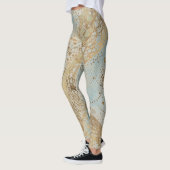 Leggings Luxe, motif de lignes de pixels dorés bleu doux (Gauche)