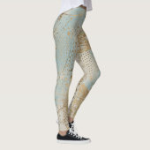 Leggings Luxe, motif de lignes de pixels dorés bleu doux (Droite)