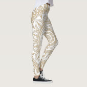 Leggings Luxe or et blanc design Mandala floral Yoga (Droite)