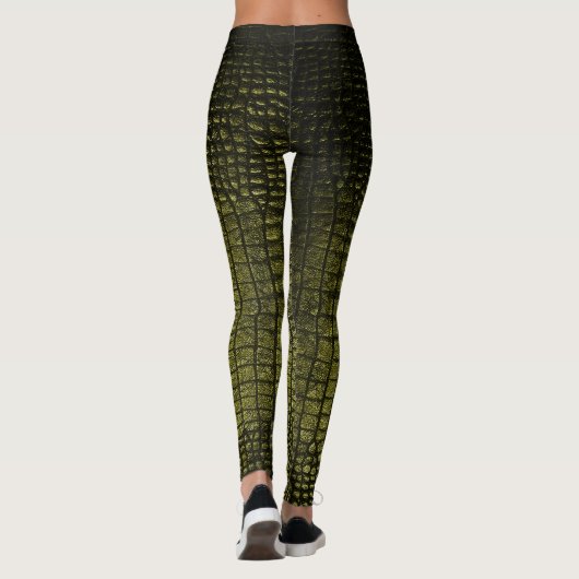 Leggings Luxueuse texture de peau de crocodile foncé. (Dos)