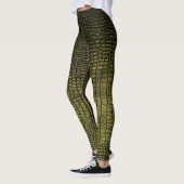 Leggings Luxueuse texture de peau de crocodile foncé. (Gauche)