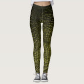 Leggings Luxueuse texture de peau de crocodile foncé. (Devant)