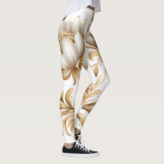Leggings luxueux à motifs floraux d'or (Droite)