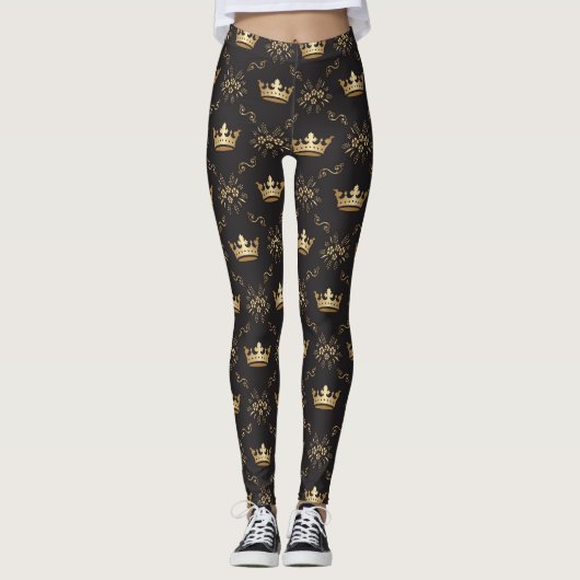Leggings Luxueux Gold Queen Crown (Devant)