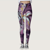 Leggings Luxueux Monogramme en marbre violet et or (Devant)