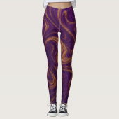 Leggings Luxurious Purple and Gold Marble Swirl (Devant)
