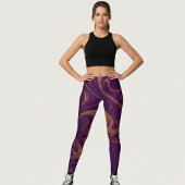 Leggings Luxurious Purple and Gold Marble Swirl