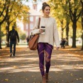 Leggings Luxurious Purple and Gold Marble Swirl