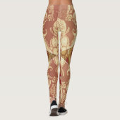 Leggings Luxury Athleisure: Golden Red Ornate Full-Length L (Dos)