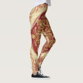 Leggings Luxury Athleisure: Golden Red Ornate Full-Length L (Droite)