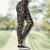 Leggings Luxury Glitter Brown Black Gold Leopard Pattern