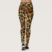 Leggings Luxury Glitter Gold Brown Rust Leopard Pattern (Dos)