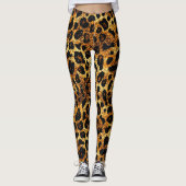 Leggings Luxury Glitter Gold Brown Rust Leopard Pattern (Devant)