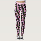 Leggings Lys d'eau rose avec noir et vert - Floral (Devant)