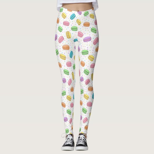 Leggings Macarons français pastel à motif kawaii (Devant)