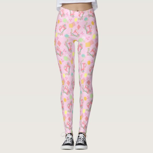 Leggings Machines à coudre rose (Devant)