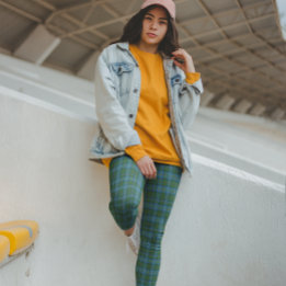 Leggings MacLeod Tartan bleu vert