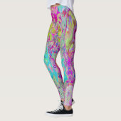 Leggings Magenta Abstrait psychédélique et Art Jardin Aqua (Gauche)
