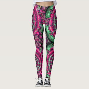 Leggings Magenta et kaléidoscope vert
