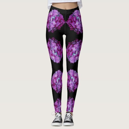 Leggings Magenta Hydrangeas (Devant)