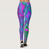 Leggings Magenta marbré et citron vert Super Art Abstrait (Dos)