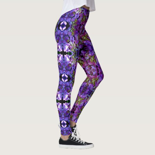 Leggings Magenta Purple bleu jaune Hydrangeas fleurs (Droite)