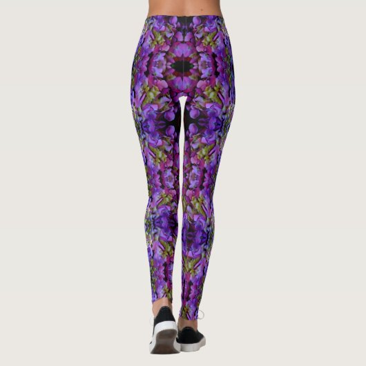 Leggings Magenta Purple bleu jaune Hydrangeas fleurs (Dos)
